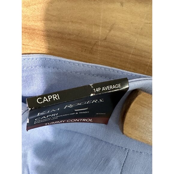 NWT Kim Rogers 14 Petite Capri Tummy Control Blue Pull On Pockets - Picture 3 of 11